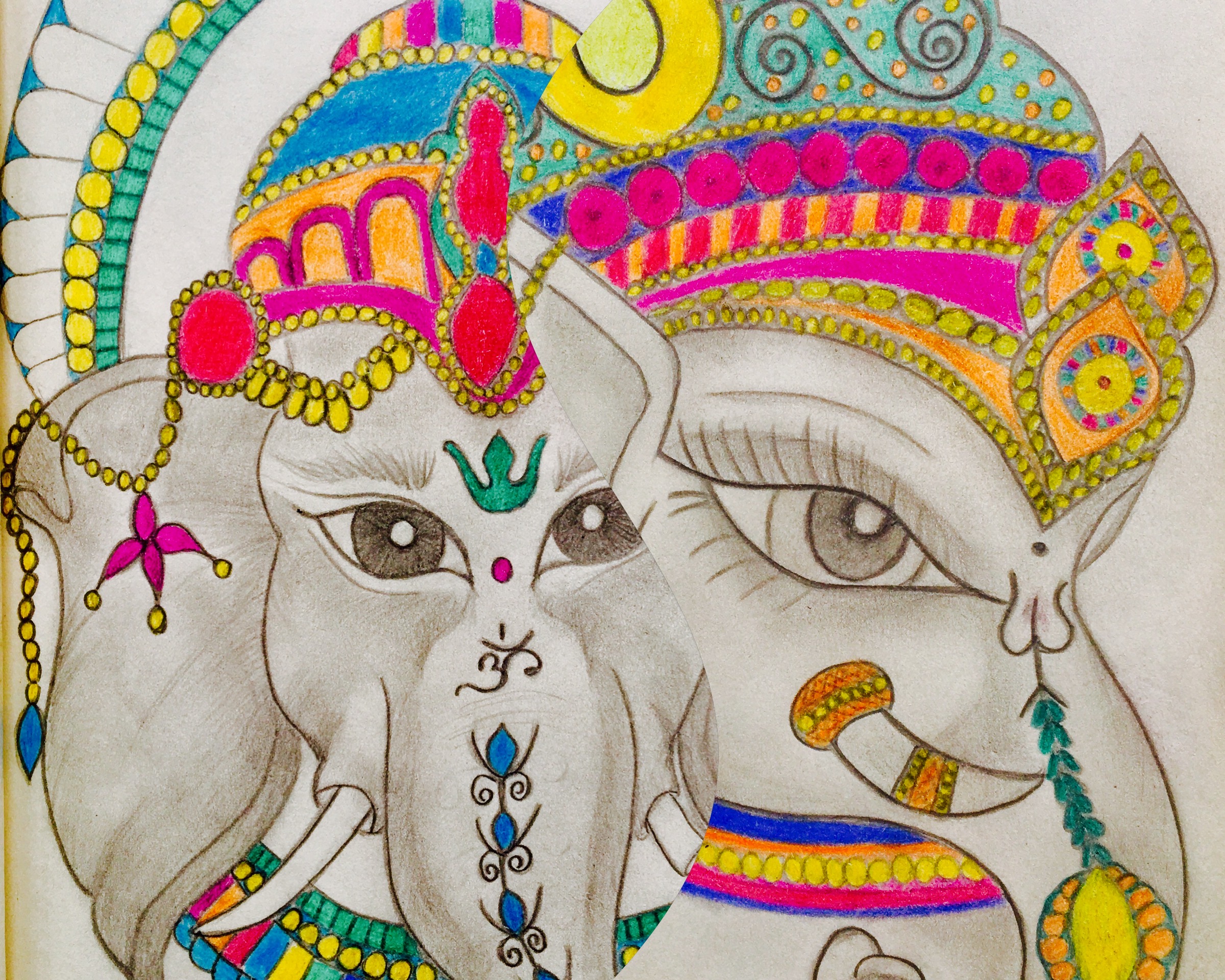 Een tekening van een olifant, getekend door Sabina